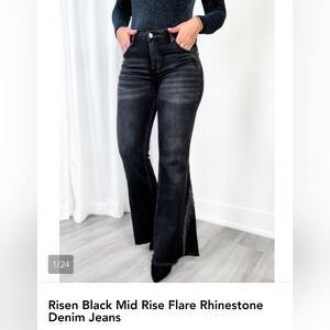 Risen Black BLING Flare Jeans 15/32